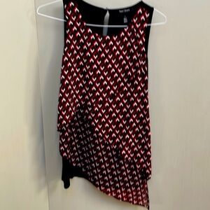 White House Black Market Red and Black Geometric Tank Top
